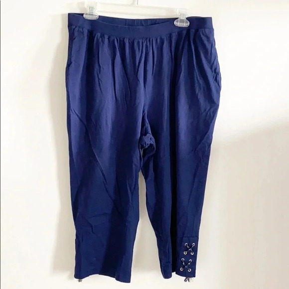 Liz & Me Plus Navy Navy Blue Stretchy Capris - Picture 1 of 5